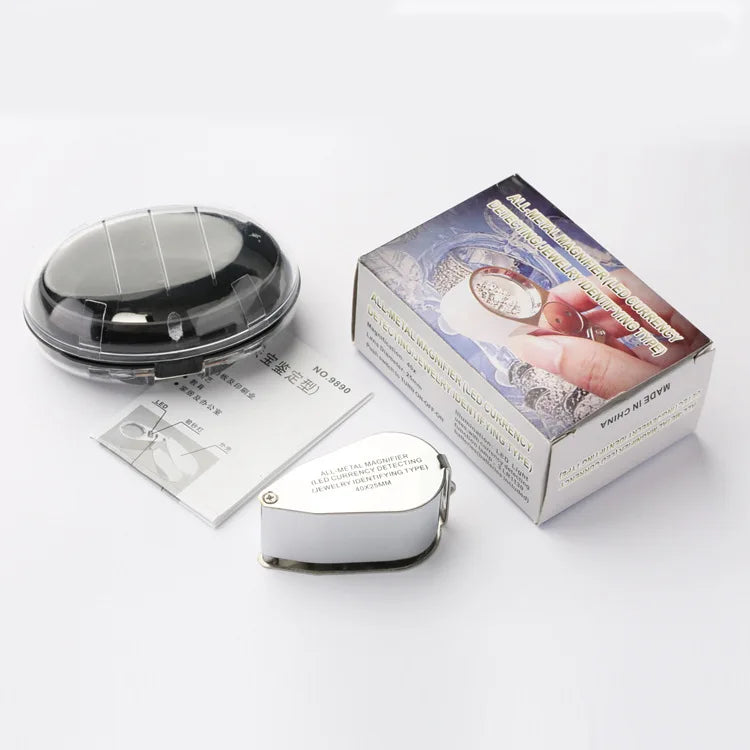 40X Foldable Magnifying Glass with LED & UV Money Detector