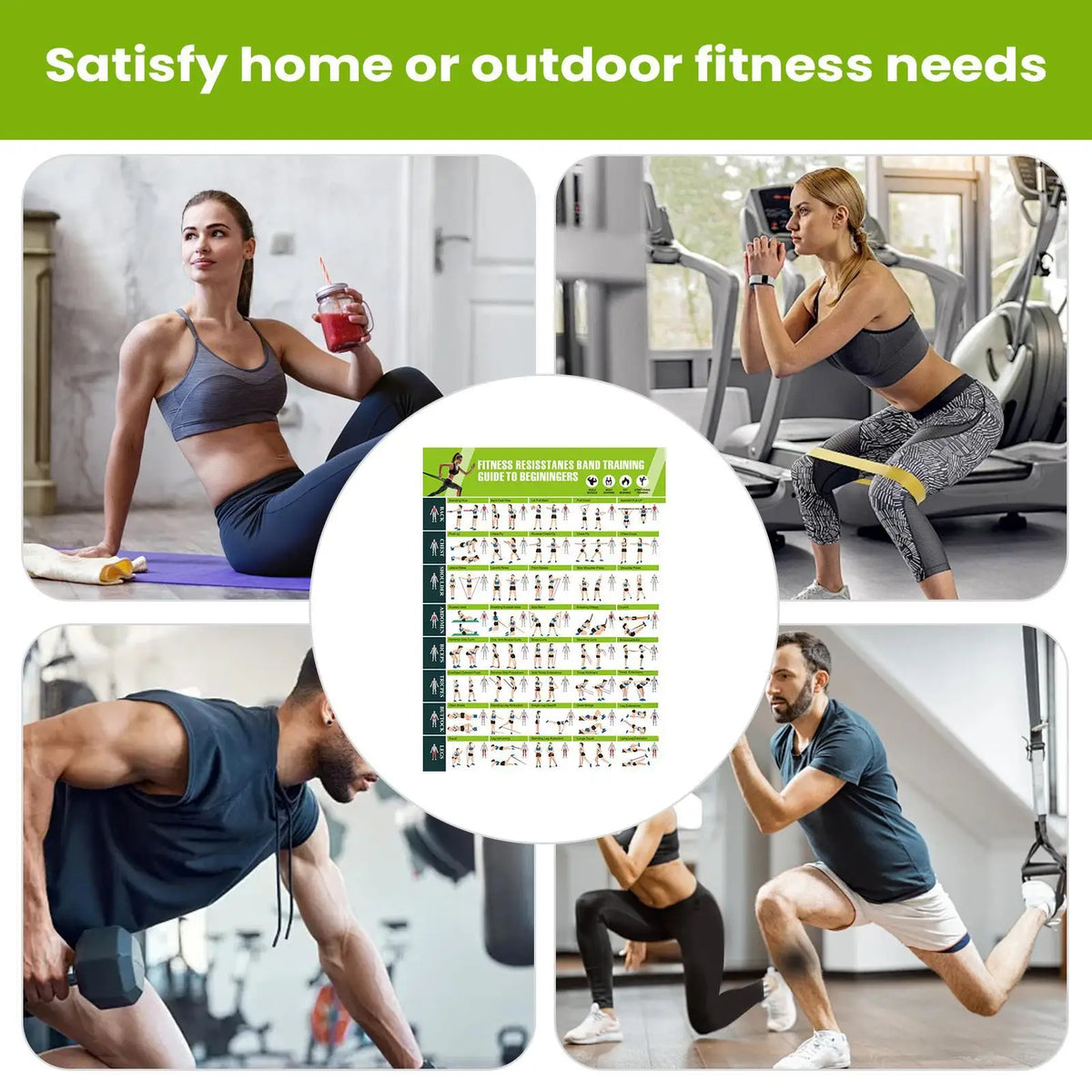Resistance Band Workout Poster – Home Gym Exercise Guide