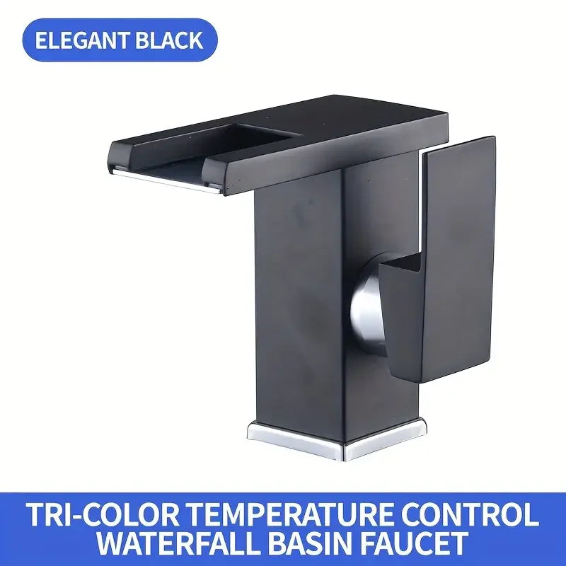 Thermal Color-Changing Waterfall Bathroom Faucet | Dual Handle