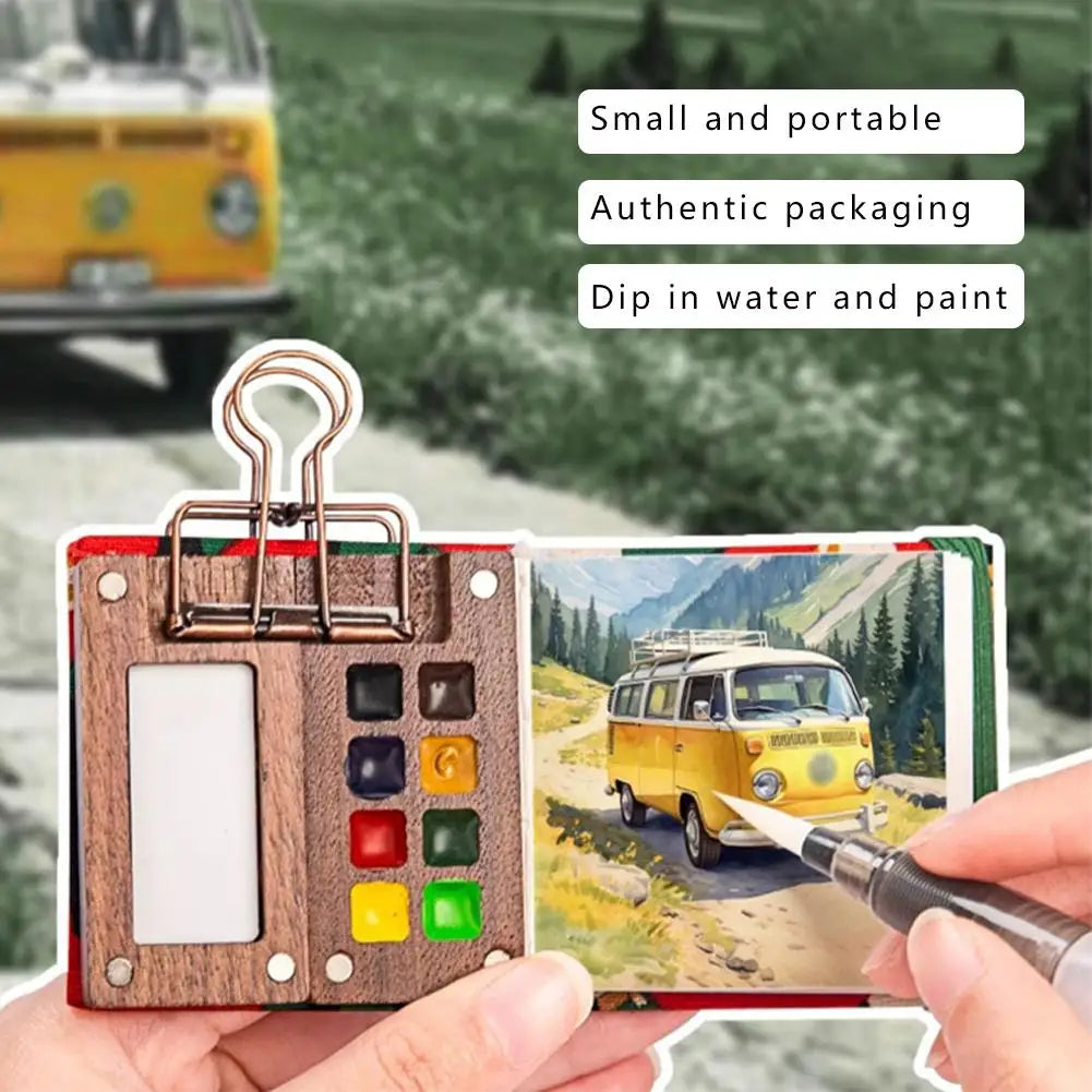 Mini Travel Watercolor Paint Set – Nano Wood Palette 12/24 Colors