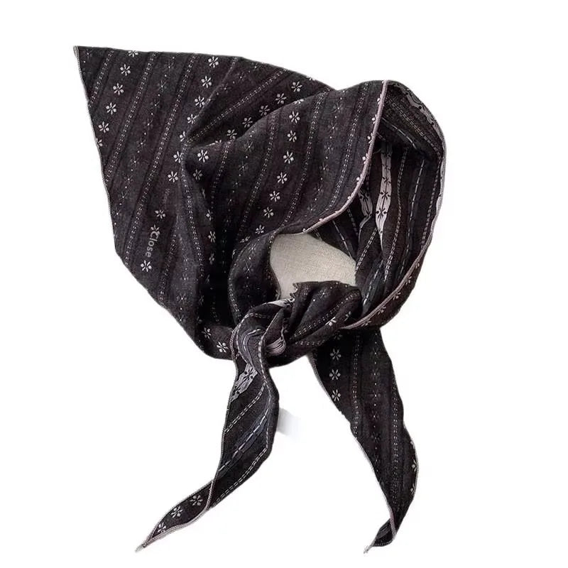 Vintage Floral Triangle Scarf – Boho Bandana Headband Women