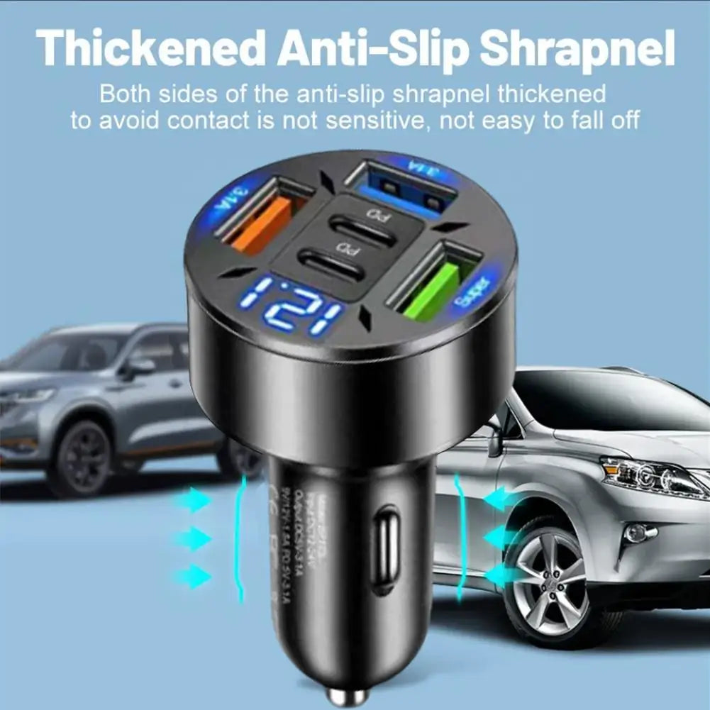 250W 5 Ports Car Charger Fast Charging 2PD QC3 0 3USB C Phone Adapter