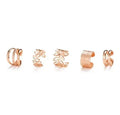 5-Piece Silver Leaf Clip Earring Set – Non-Piercing Ear Cuffs