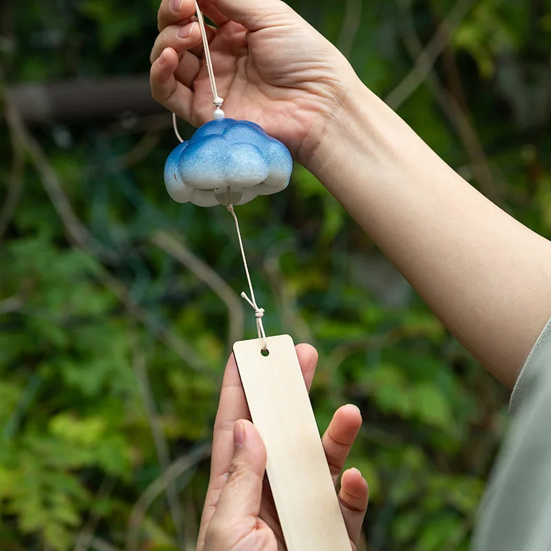 Handmade Ceramic Cloud Wind Chime Hanging Decoration Japanese Bell