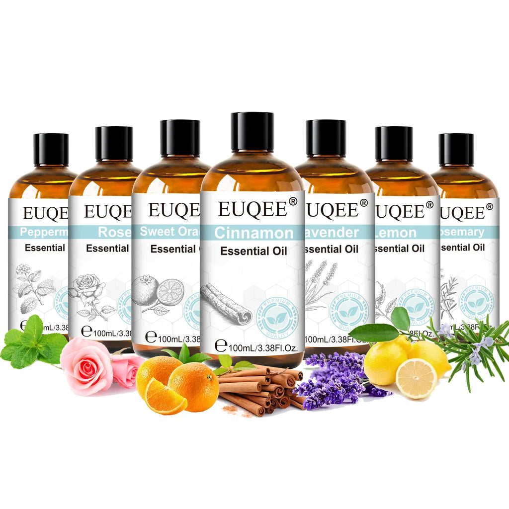 EUQEE 100ml Essential Oils – Lavender, Vanilla, Lemon & Cinnamon