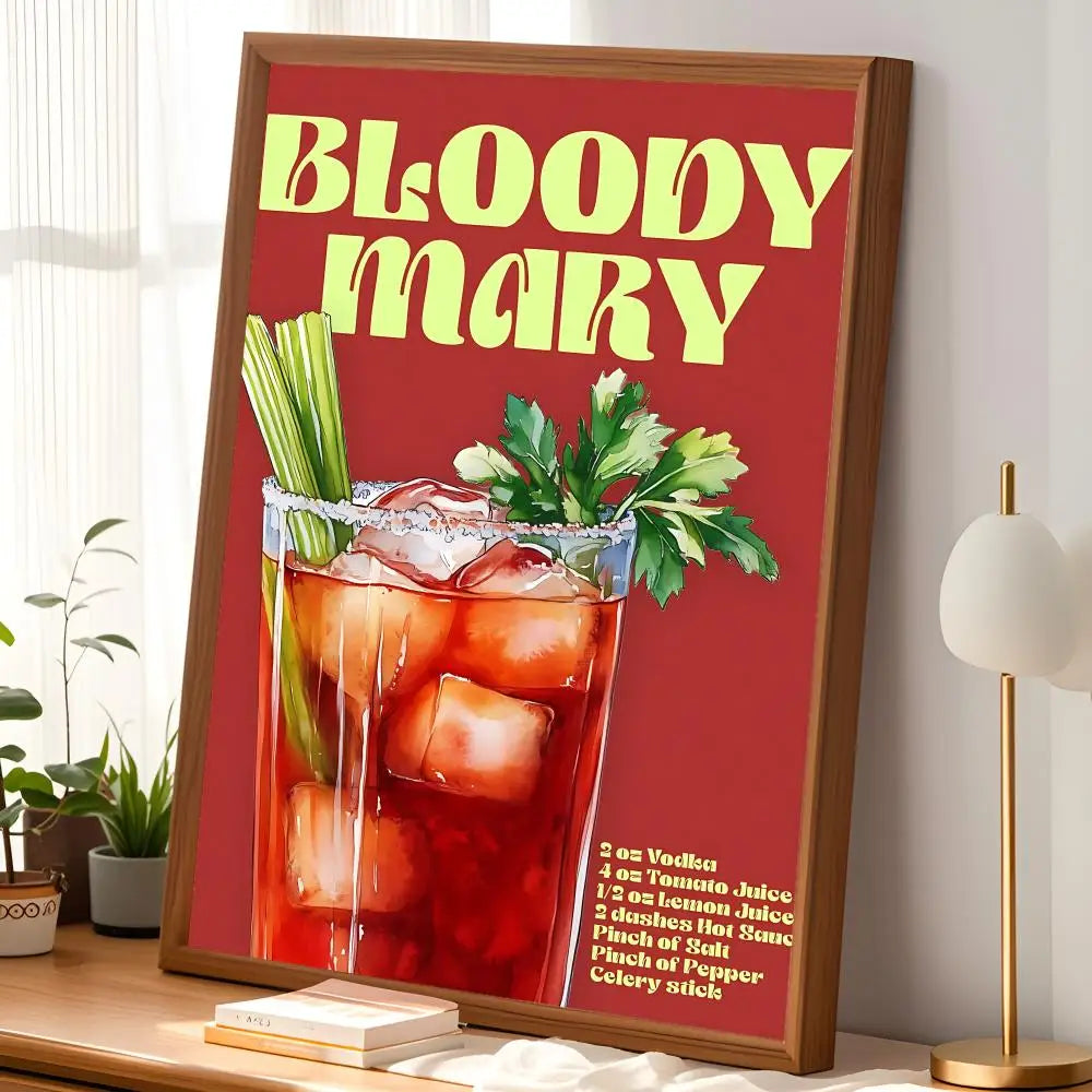 Bloody Mary Cocktail Wall Art Poster – Self-Stick Waterproof