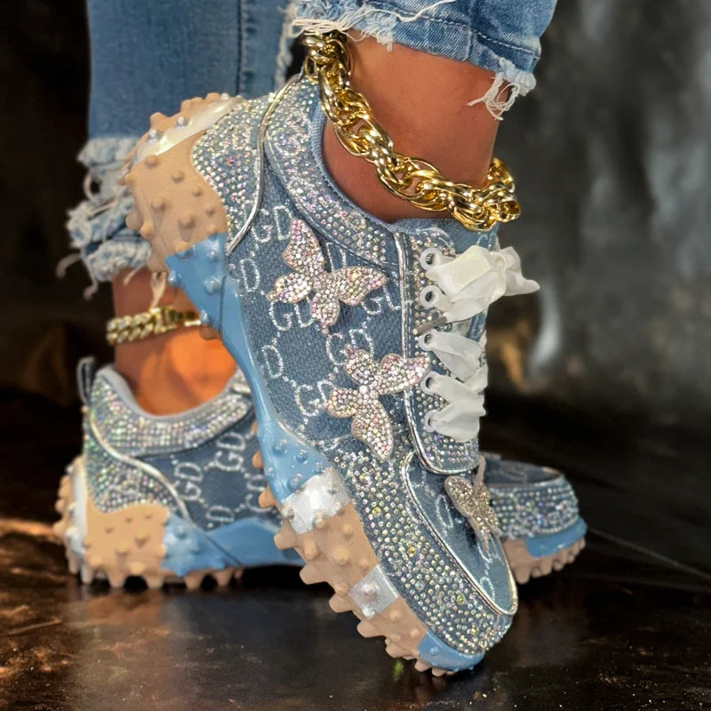 Women's Rhinestone Platform Sneakers – Luxury Fashion Shoes