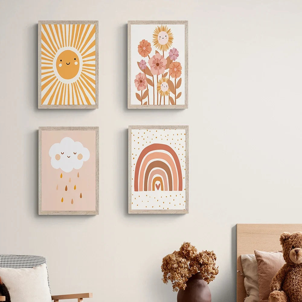 Boho Rainbow Canvas Wall Art | Nursery & Girl Room Décor