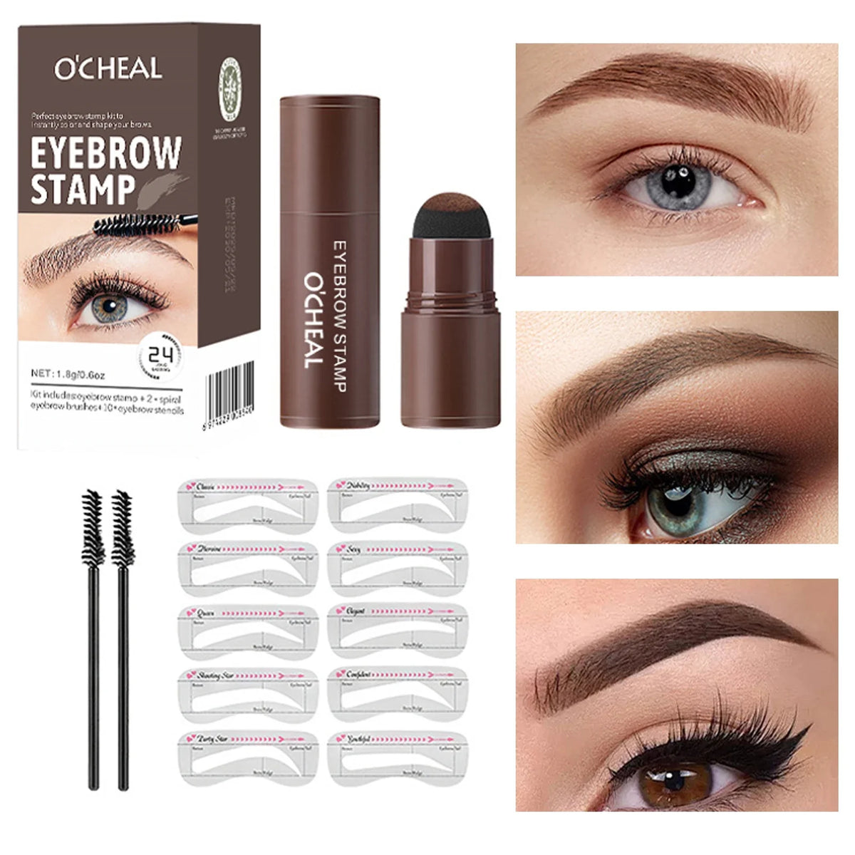 O'CHEAL Eyebrow Stamp & Hairline Shadow Powder Kit – 10 Pcs