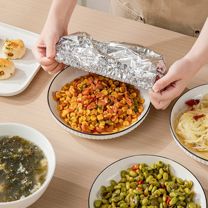 Reusable Aluminum Foil Food Covers – Stretch Lids for Plates & Bowls