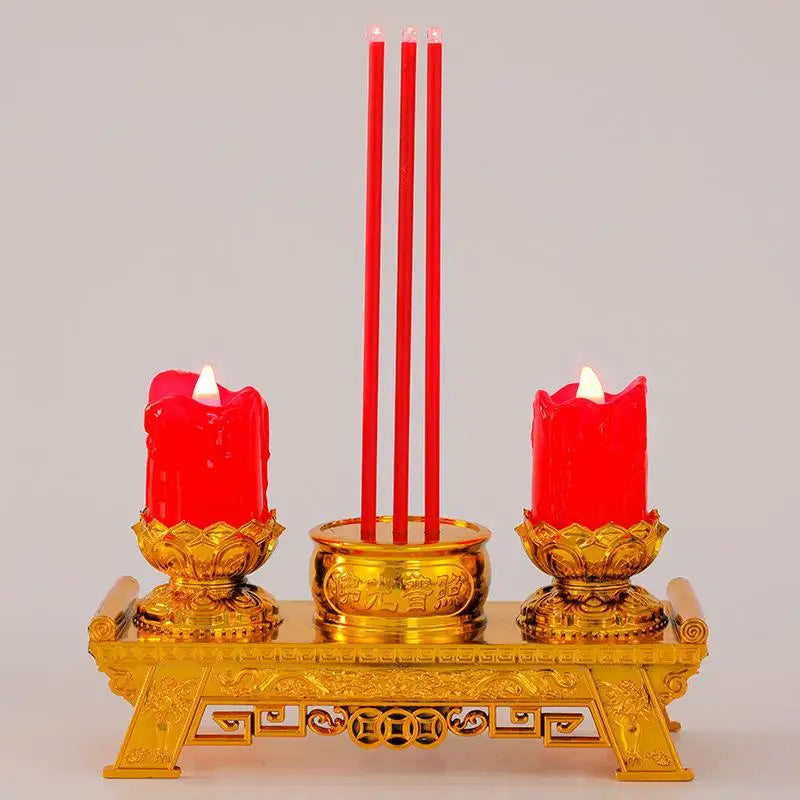 LED Prayer Candle Light | Smokeless Swinging Flame | Golden