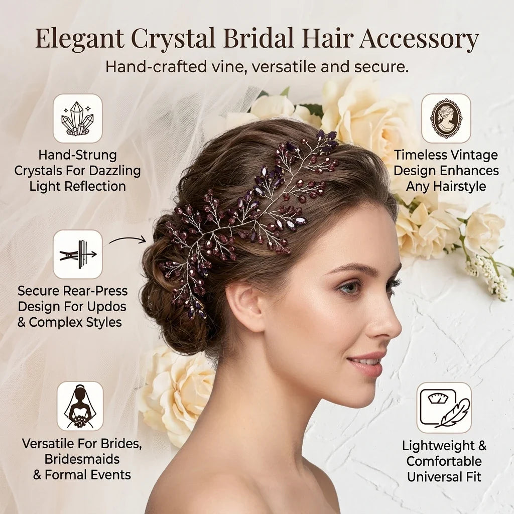 Crystal Rhinestone Bridal Headband | Elegant Wedding Hairpiece