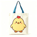 Cute Yellow Chick Red Heart Print Canvas Tote Bag Eco Reusable
