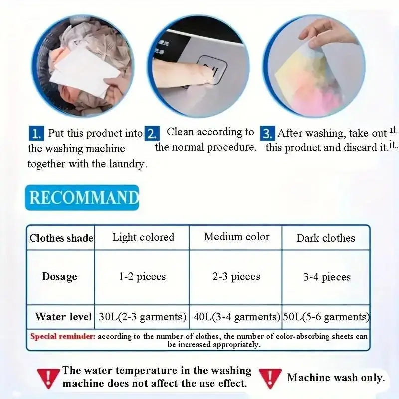 50 Dye-Catcher Laundry Sheets – Anti-Bleed & Fade Protection