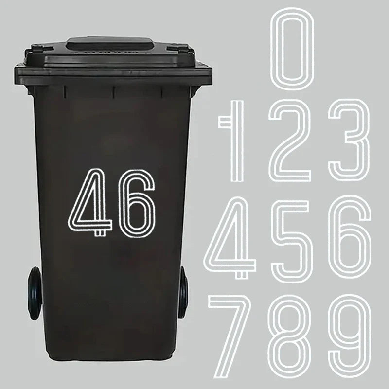 Wheelie Bin Stickers Stripes Number Self Adhesive Waterproof 0-9