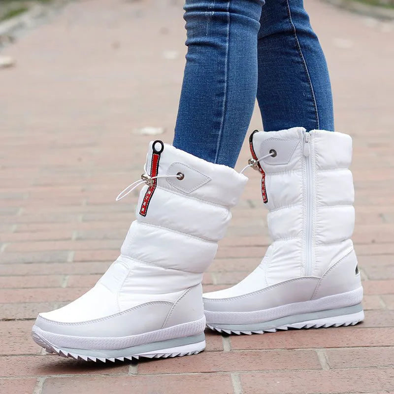 Women's Plush Mid-Calf Snow Boots – Warm Non-Slip Winter Boots