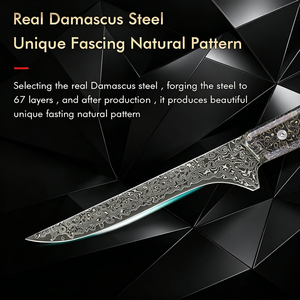 Damascus Steel Boning Knife – Chef's Slicing & Meat Cleaver