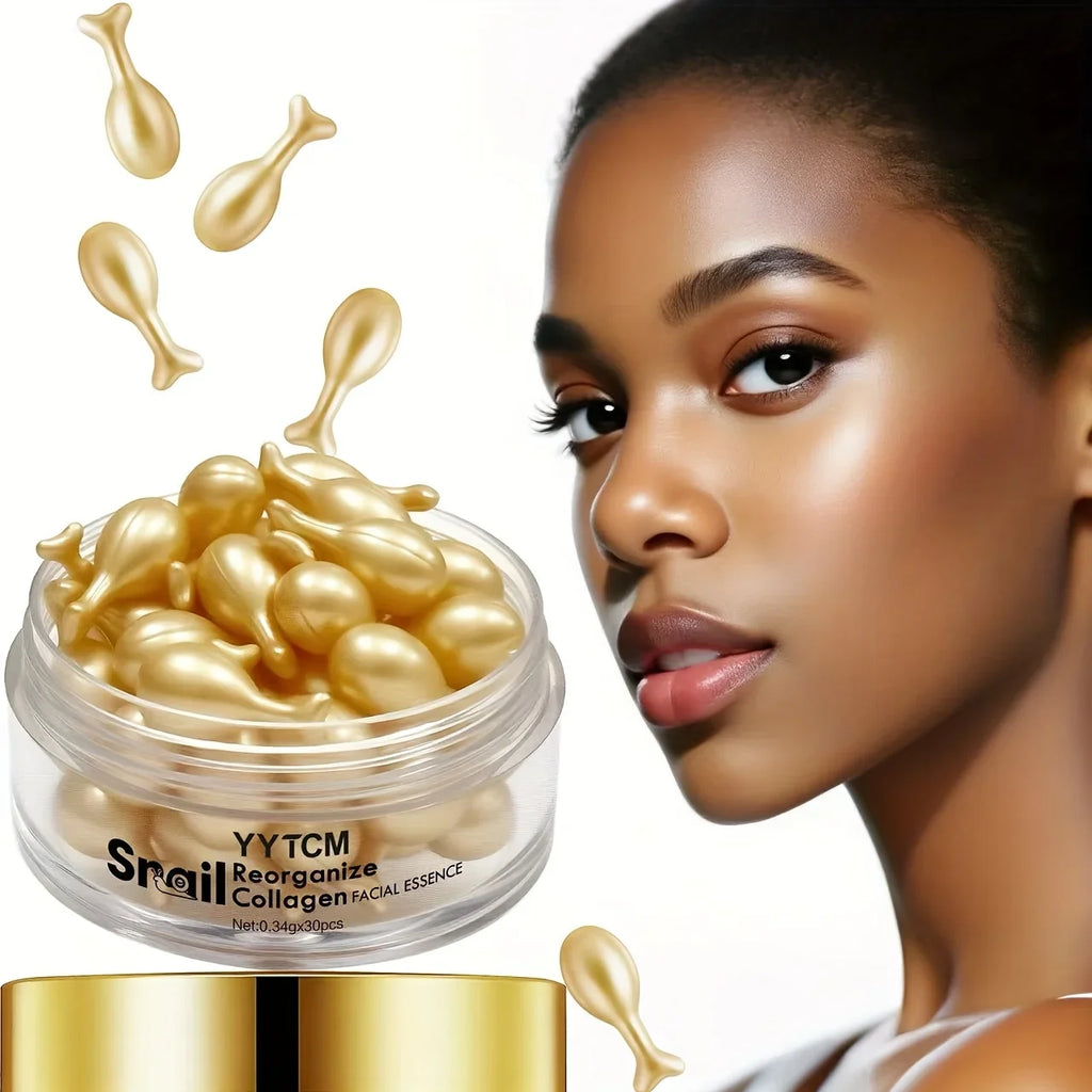 Snail Collagen Essence Capsules – Squalane, Fullerene & Ginseng