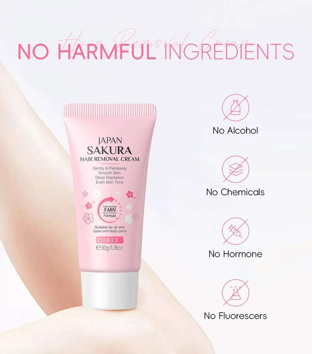 LAIKOU Sakura Hair Removal Cream – Body & Intimate 50g
