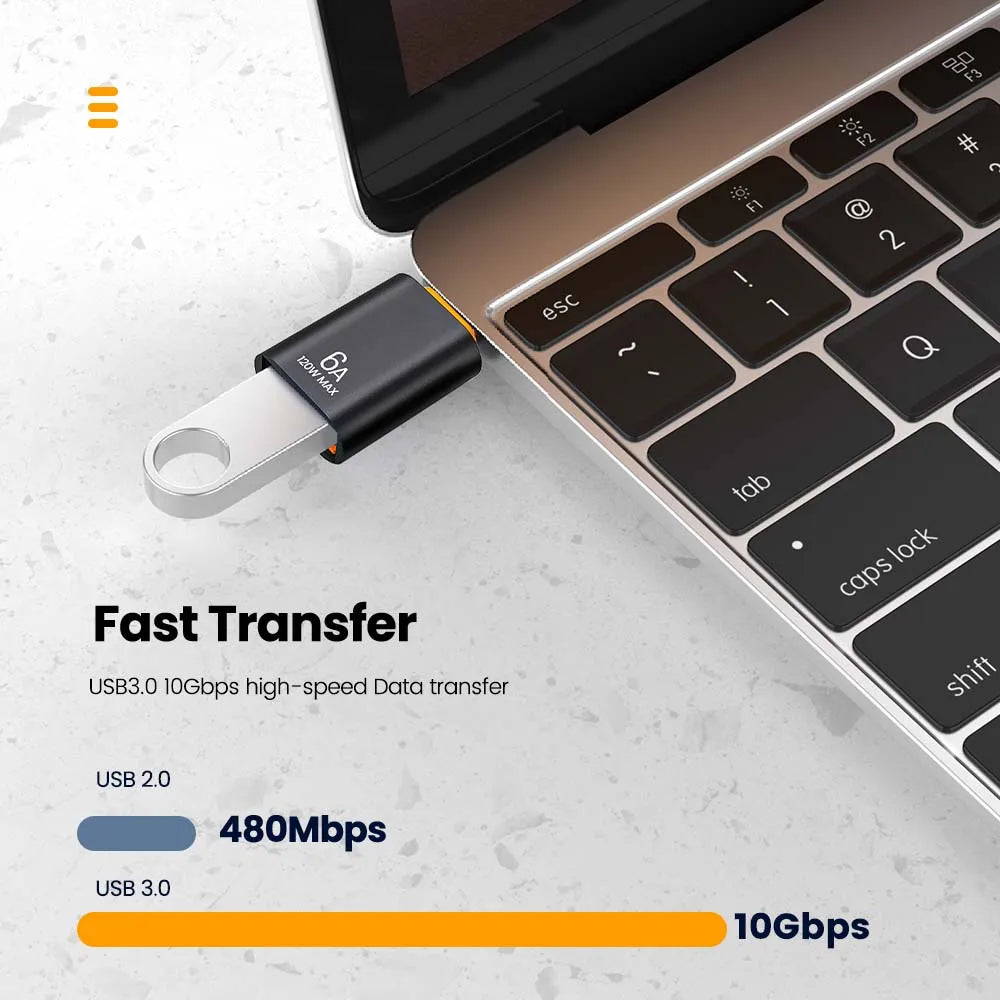 USB 3.0 to USB-C OTG Adapter | 6A Fast Charging & Data Transfer