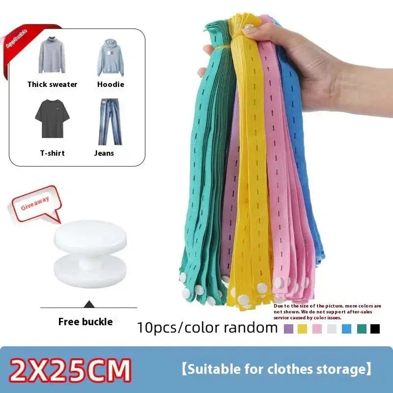 10-Pack Nylon Elastic Bands with Button Hole | Clothes Organizer