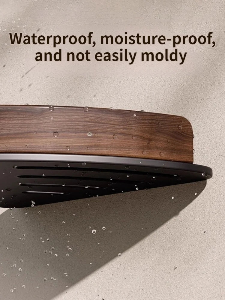 Wood Corner Wall Shelf – Bathroom Organizer Rack | Triangular