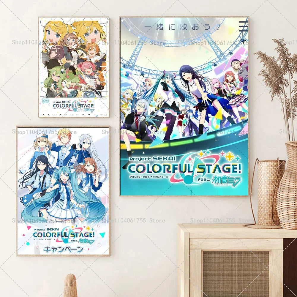 Anime Project Sekai Wall Poster – Self-Adhesive Waterproof Sticker