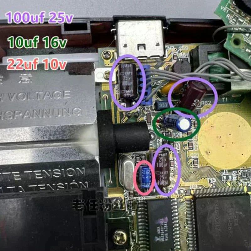 Capacitors Sega Gamegear Gg Motherboard Repair Replacement