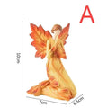 Autumn Maple Leaf Angel Figurine – Resin Home & Garden Statue