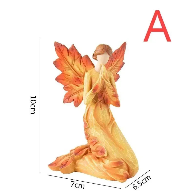 Autumn Maple Leaf Angel Figurine – Resin Home & Garden Statue