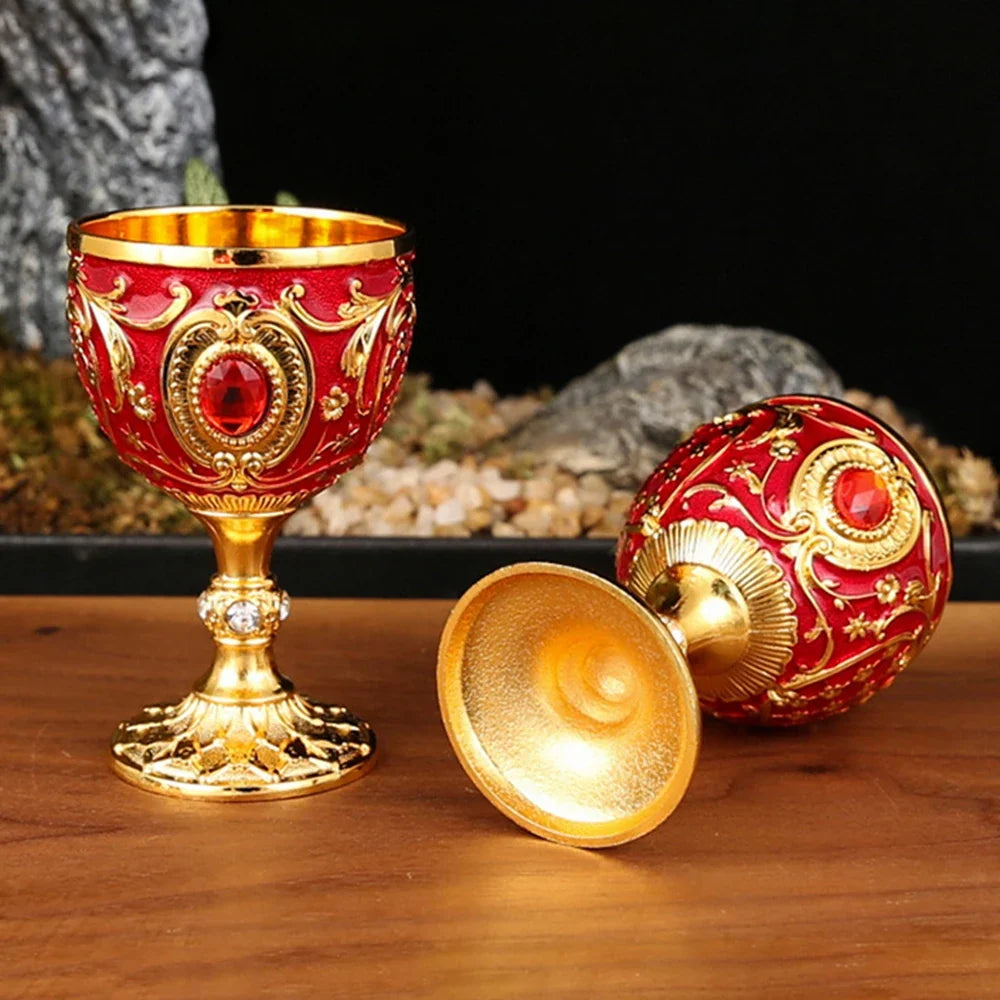 Embossed Metal Chalice Goblet | Vintage Wine & Liqueur Cup