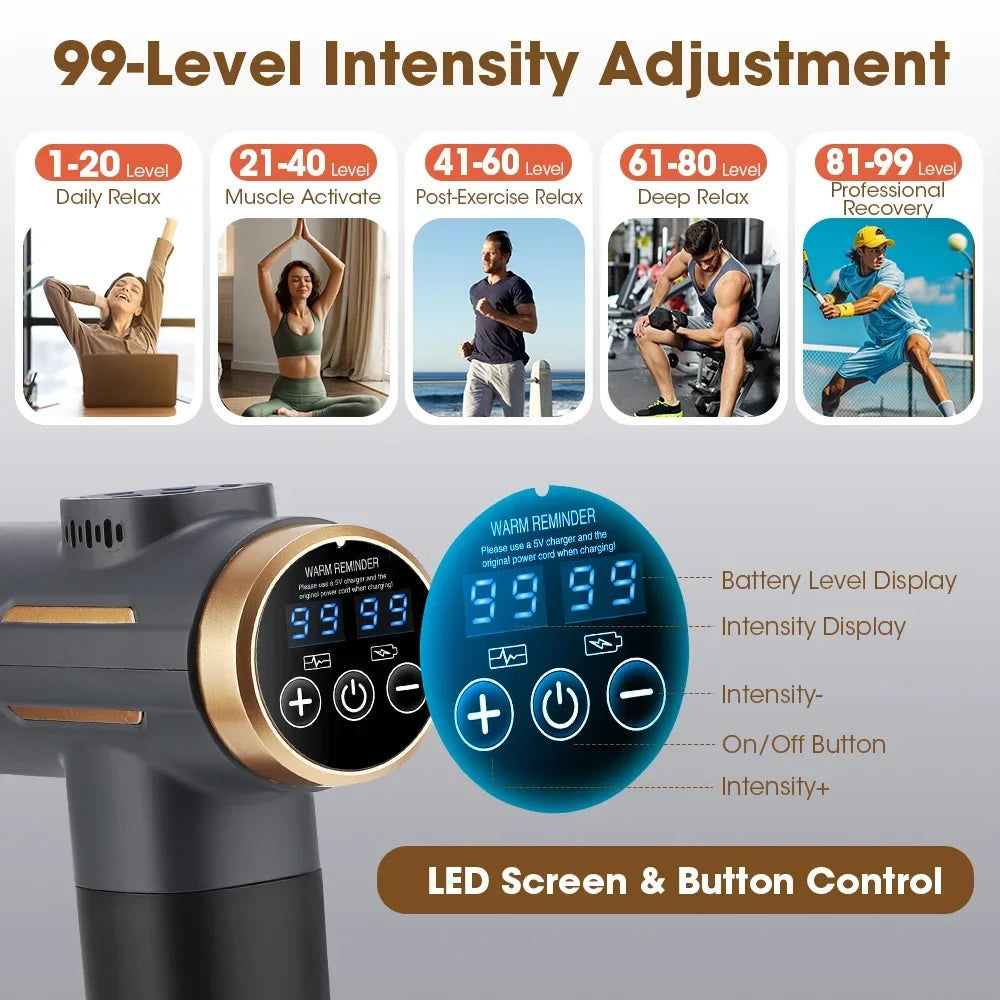 24W Percussion Massage Gun | 99 Speeds & 11 Heads | Hailicare