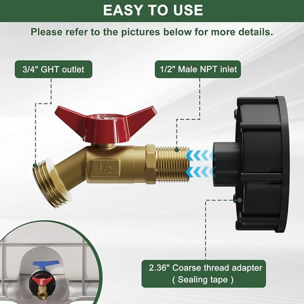 IBC Tank S60X6 Cap Adapter – 60mm to 1/2", 3/4" or 1" Fitting