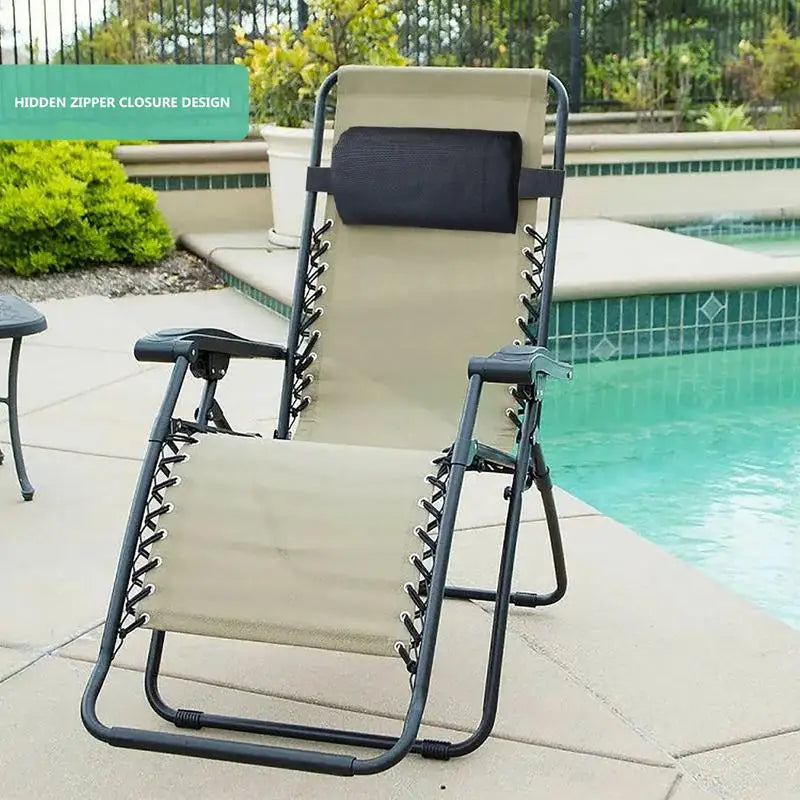 Garden Lounger Cushion Neck Pillow Recliner Headrest Beach Chair Camp