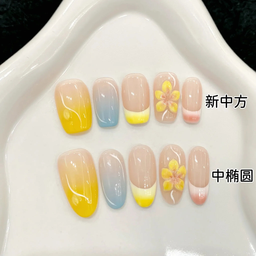 Pink French Cat Eye Press-On Nails | Petal Oval Full Cover 10pcs