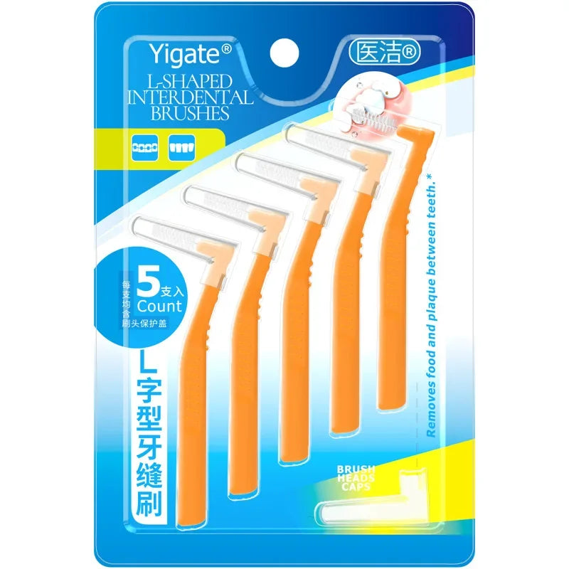5-Pack L-Shaped Interdental Brushes for Braces | Travel Size