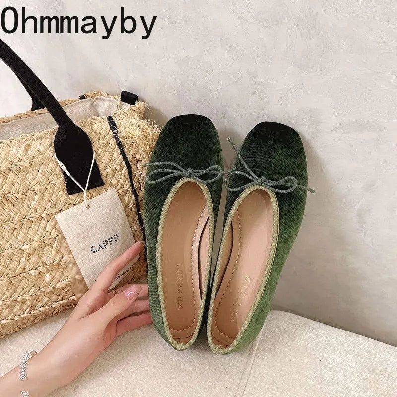 Women's Butterfly-Knot Ballet Flats – Soft Sole Slip-On Dress Shoes
