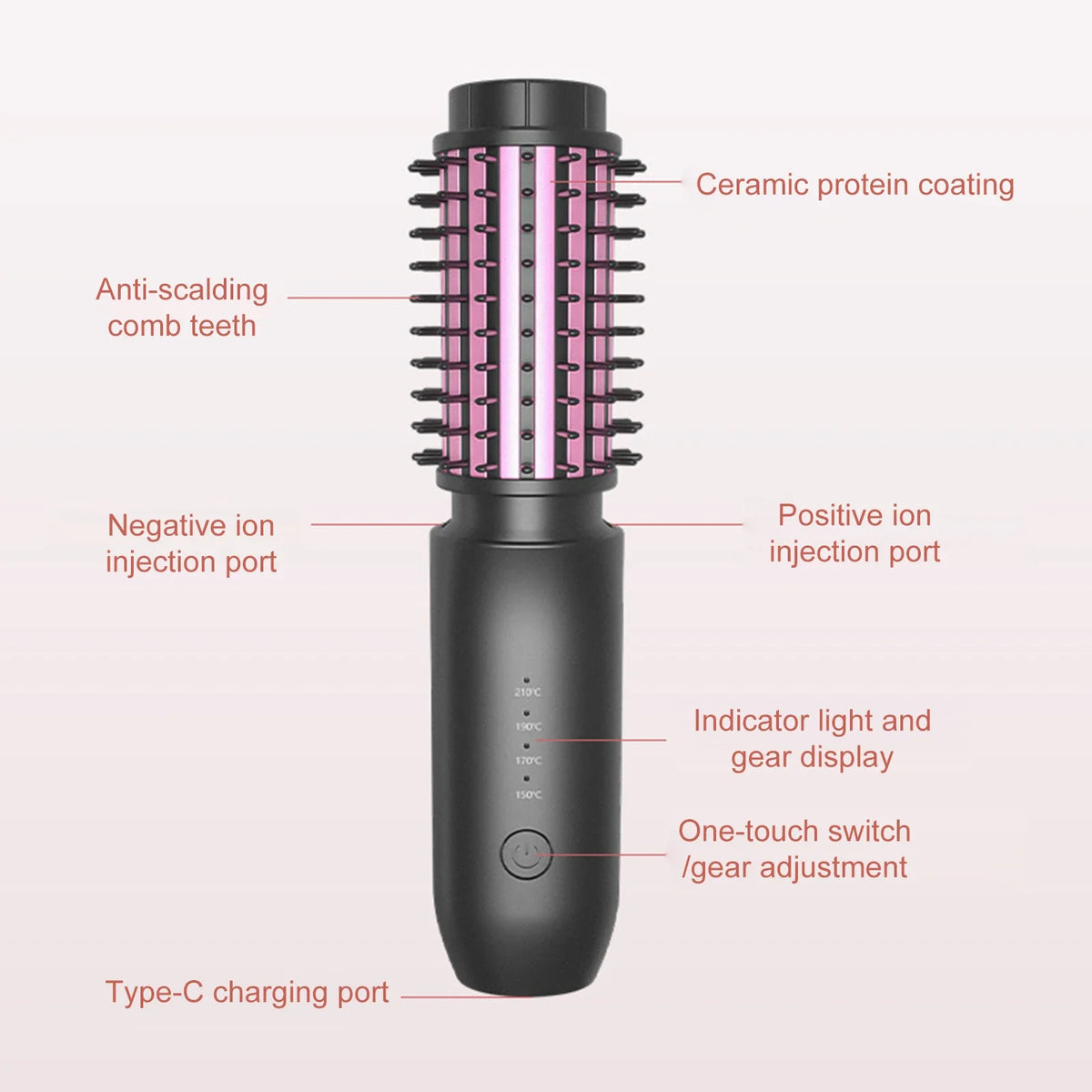 URGGU Cordless Hair Straightener & Curling Brush | USB Rechargeable
