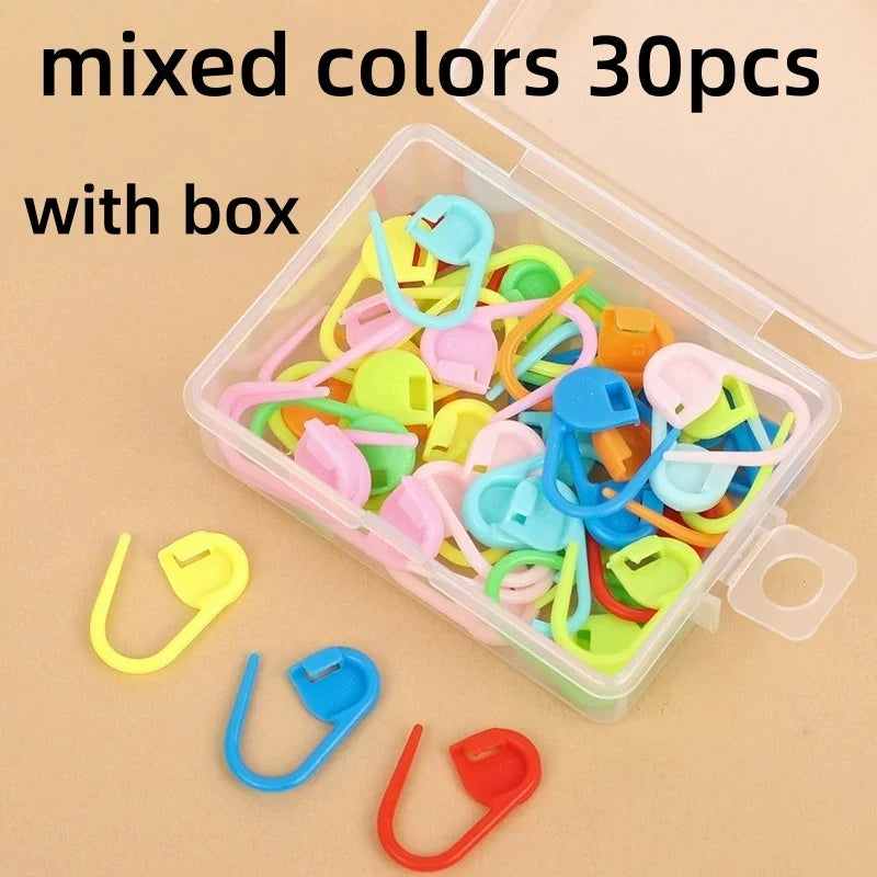 Crochet Stitch Markers 20/30 Pcs – Mixed Color Plastic Clips