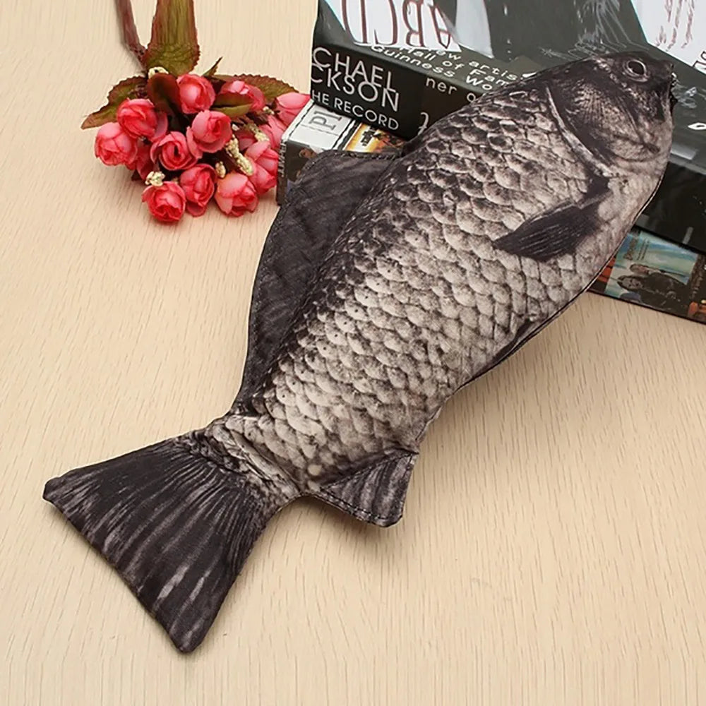 Realistic Fish Shape Pencil Case & Makeup Pouch with Zipper