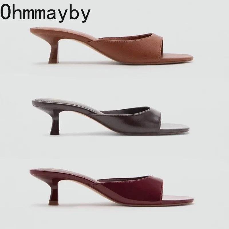 Women's Open Toe Square Heel Slides – Summer Dress Slippers