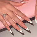 Spicy Girl False Nails Pointed Tip Press Classic White French Fake