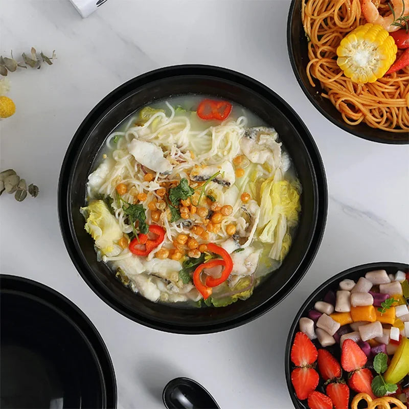 Thickened Plastic Ramen Bowl – Anti-Slip & Large Capacity