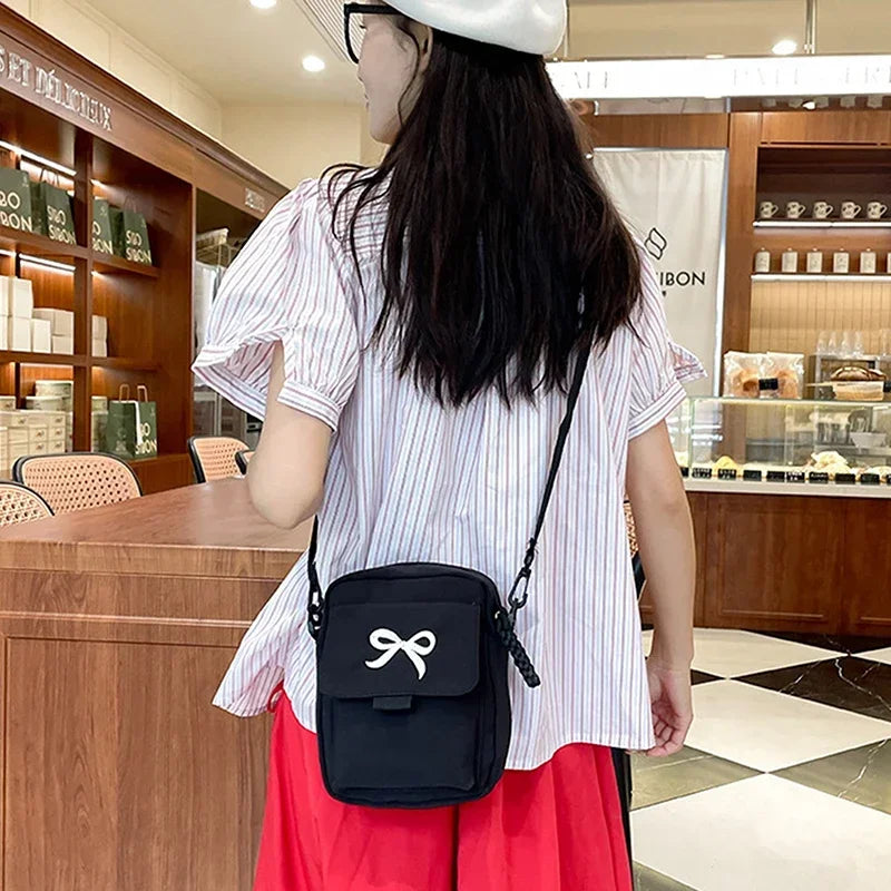 Women's Bow Crossbody Bag – Nylon Shoulder & Messenger Purse