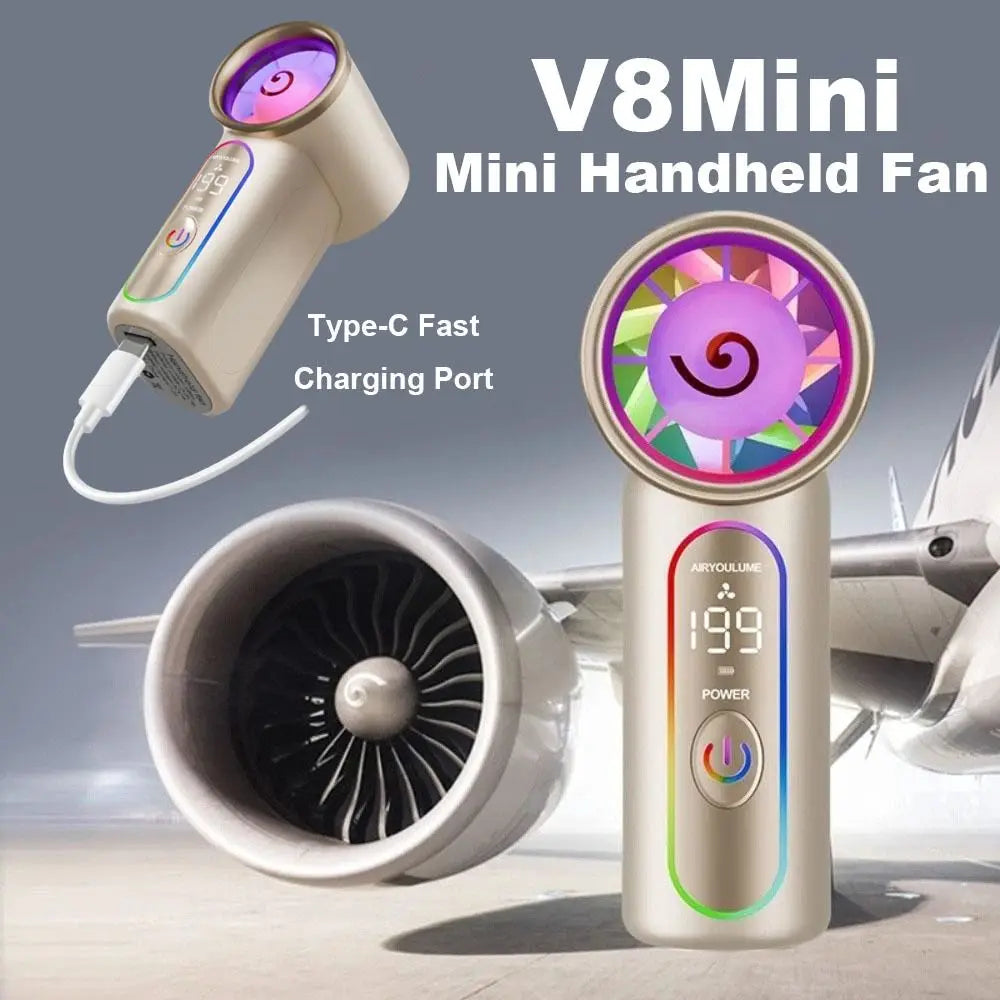 Mini Turbo Handheld Fan – USB Rechargeable Portable Fan