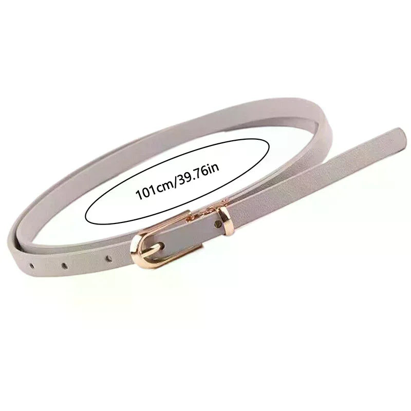 Fashion Black White Gray Women Belts Thin Skinny Waistband Pin Buckle