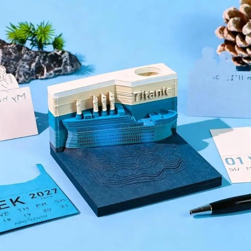 2027 LED Desk Calendar – 3D Tear-Away Paper Carving Art