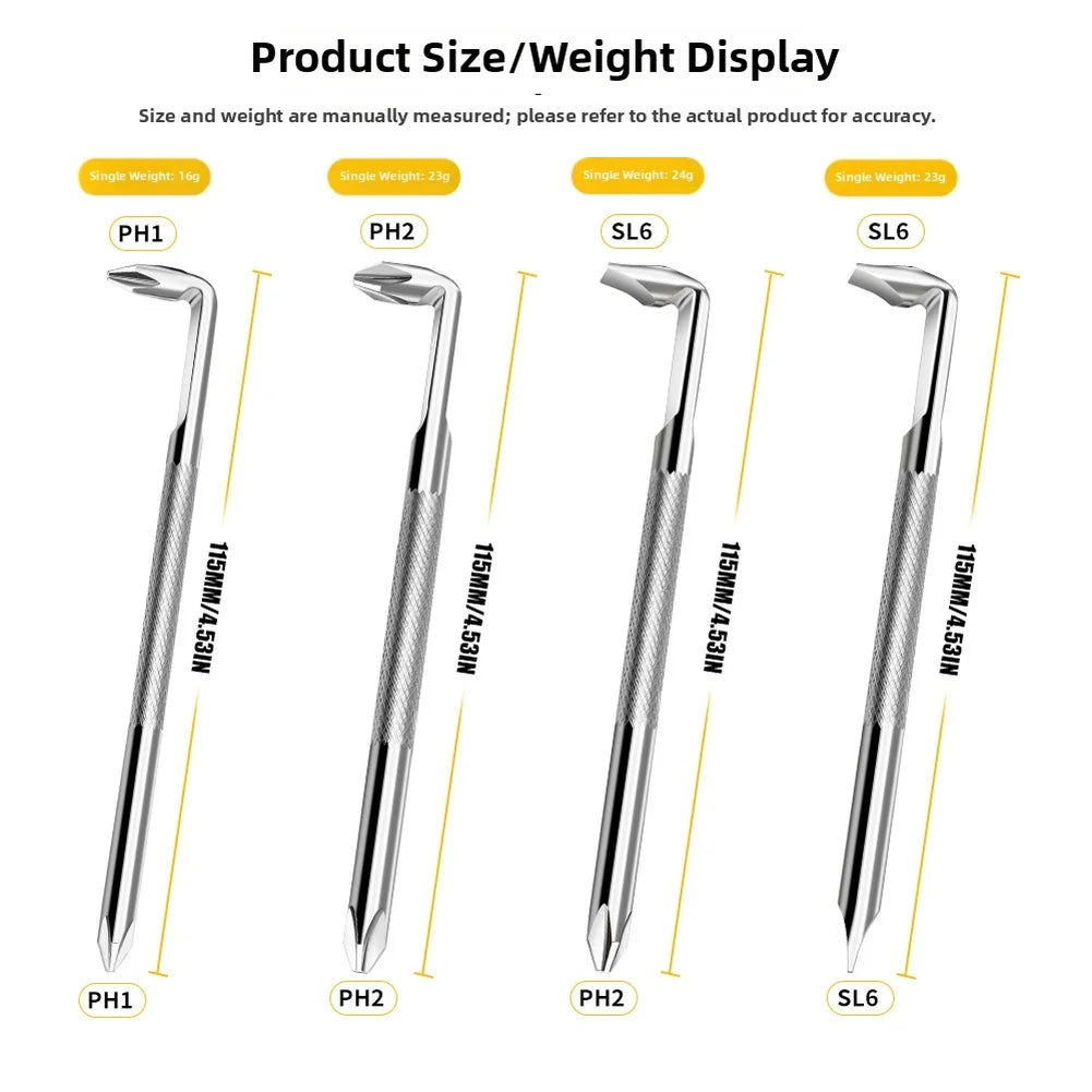 4-Pc L-Shaped Right-Angle Screwdriver Set – PH1 PH2 SL6