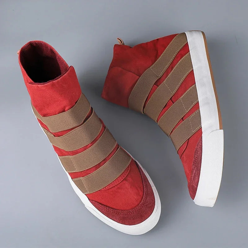 YBQJOO Korean High Cut Canvas Strap Casual Shoes | Unisex