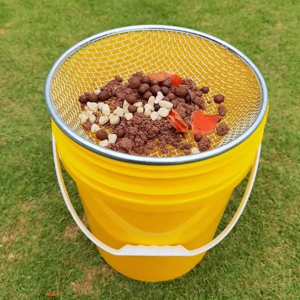 13.78" Stainless Steel Round Soil Sifter | Dual Mesh Garden Sieve